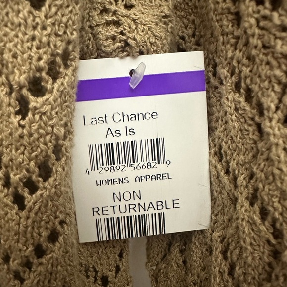 Democracy Pointelle Tipped Sweater Size Large Crewneck 3/4 Sleeve New - Picture 4 of 7